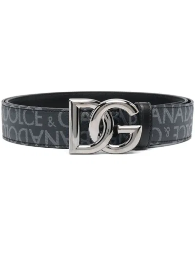 Dolce & Gabbana Logo Buckle-fastening Leather Belt In Black