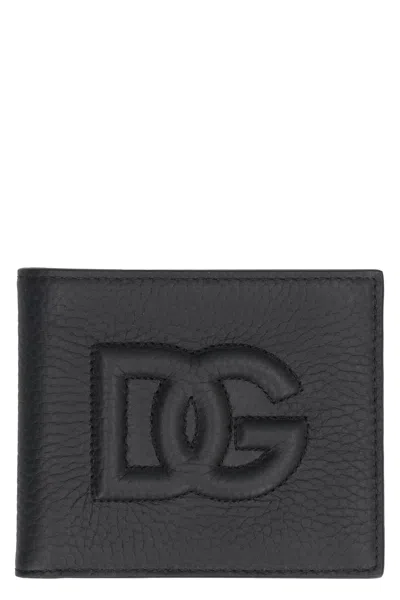 Dolce & Gabbana Men's Black Logo Leather Wallet For Ss24