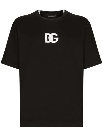 Dolce & Gabbana Men's Black Logo Print Cotton T-shirt