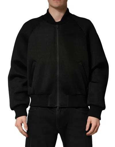 Dolce & Gabbana Men Black Nylon Full Zip Bomber Jacket