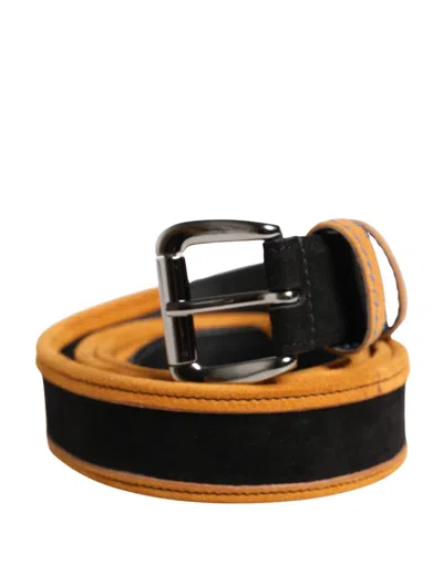 Dolce & Gabbana Men Black Orange Polyester Metal Buckle Men's Belt