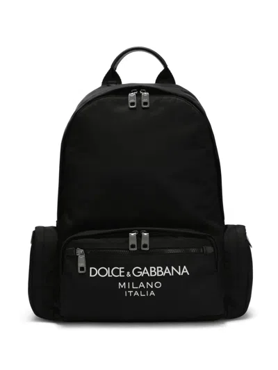 Dolce & Gabbana Backpack In Nylon And Smooth Leather In Black