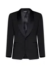 Dolce & Gabbana Men Black Stretch Wool Sicilia Tuxedo Blazer In Black