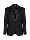 Dolce & Gabbana Men Black Stretch Wool Sicilia Tuxedo Blazer In Black