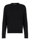 Dolce & Gabbana Men Black Sweater With Tonal Signature Logo In Silk Man In Black
