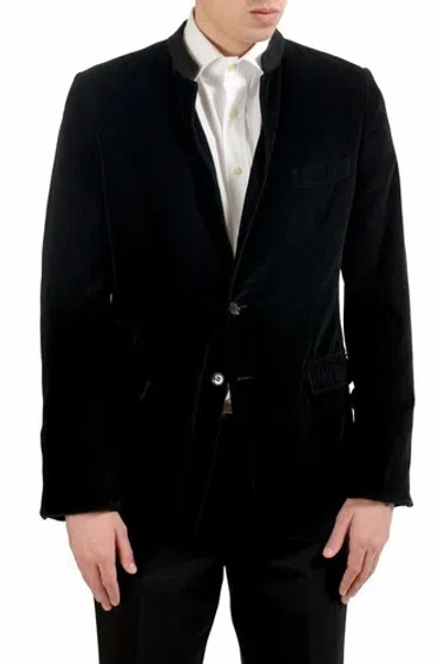 Pre-owned Dolce & Gabbana Men's Black Velour Two Button Blazer Sport Coat Us 38 It 48
