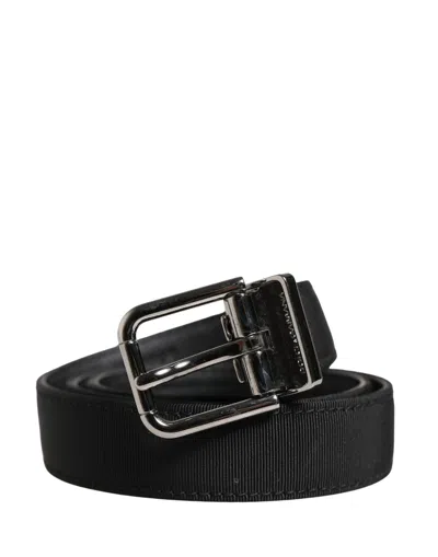 Dolce & Gabbana Men Black Viscose Leather Metal Buckle Men's Belt