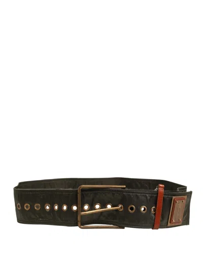 Dolce & Gabbana Men Black Wide Leather Dg Metal Buckle Men's Belt In Brown