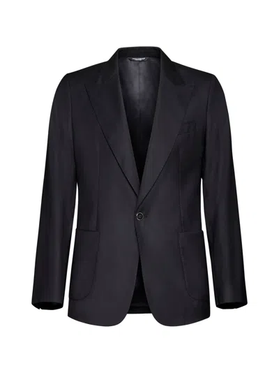 Dolce & Gabbana Men Black Wool And Silk Miami Single-breasted Blazer