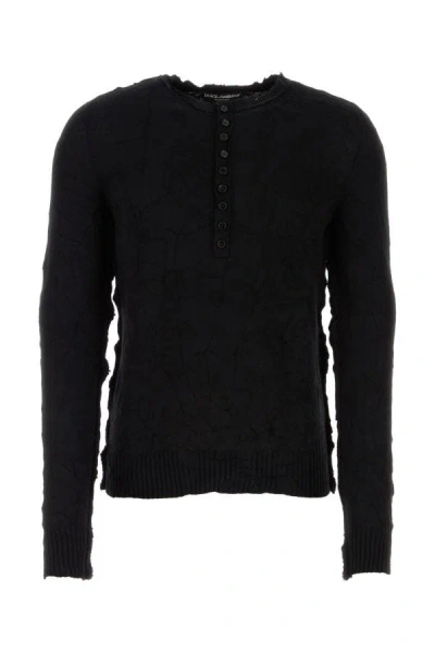 DOLCE & GABBANA DOLCE & GABBANA MEN BLACK WOOL BLEND SWEATER