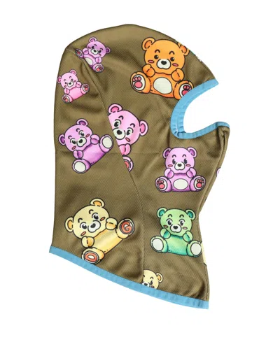 Dolce & Gabbana Men Brown Bears Polyester Ski Mask Balaclava Hat In Green