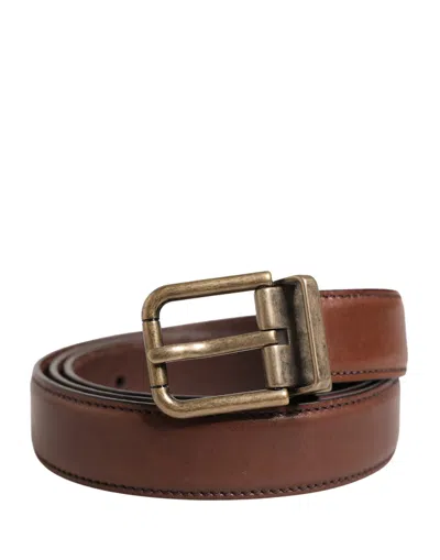 Dolce & Gabbana Men Brown Classic Leather Metal Buckle Men's Belt