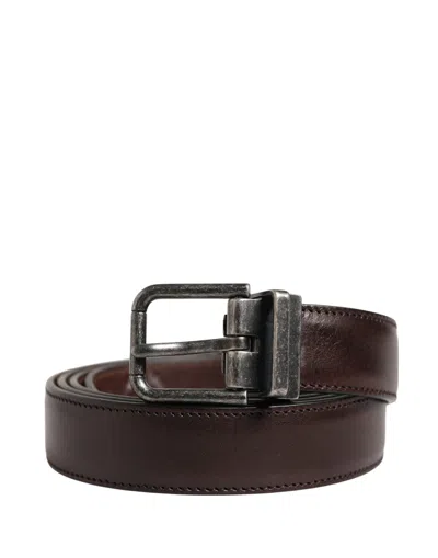 Dolce & Gabbana Men Brown Classic Leather Metal Buckle Men's Belt