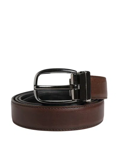 Dolce & Gabbana Men Brown Classic Leather Metal Buckle Men's Belt