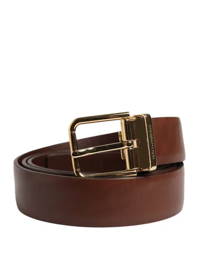 Dolce & Gabbana Men Brown Classic Leather Metal Buckle Men's Belt