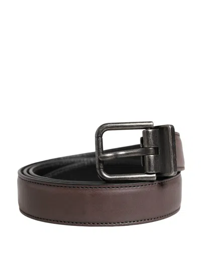 Dolce & Gabbana Men Brown Classic Leather Metal Buckle Men's Belt