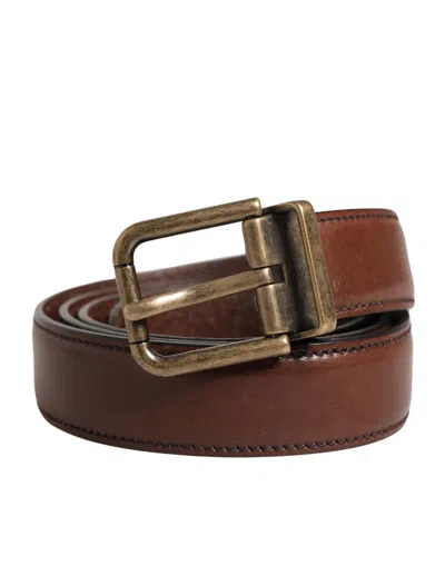 Dolce & Gabbana Men Brown Classic Leather Metal Buckle Men's Belt