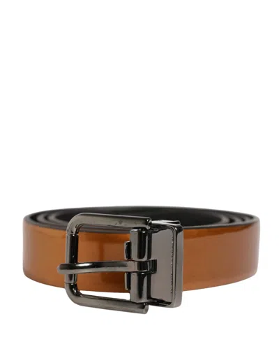 Dolce & Gabbana Men Brown Classic Leather Metal Buckle Men's Belt