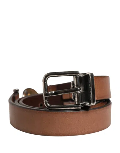 Dolce & Gabbana Men Brown Classic Leather Metal Buckle Men's Belt
