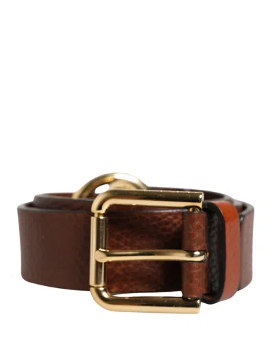 Dolce & Gabbana Men Brown Classic Leather Metal Buckle Men's Belt