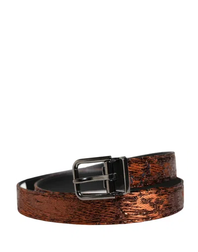 Dolce & Gabbana Men Brown Classic Polyester Metal Buckle Men's Belt