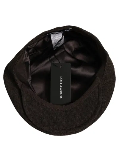 Dolce & Gabbana Men Brown Cotton Flat Cloth Newsboy Cap Hat