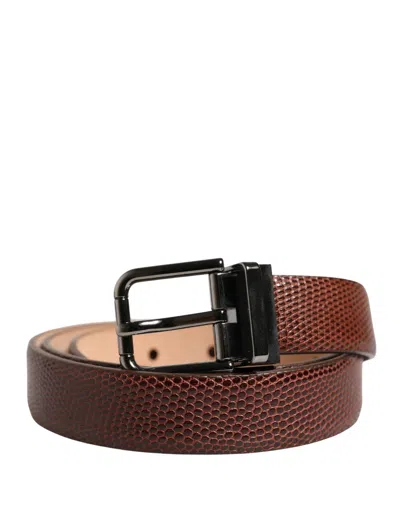 Dolce & Gabbana Men Brown Goatskin Leather Metal Buckle Men's Belt