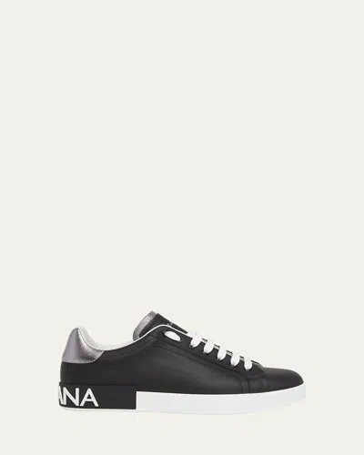 DOLCE & GABBANA MEN'S CALFSKIN PORTOFINO LOW-TOP SNEAKERS