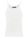 Dolce & Gabbana Classic Fit Cotton Blend Tank Top With Ribbed Texture In Bianco