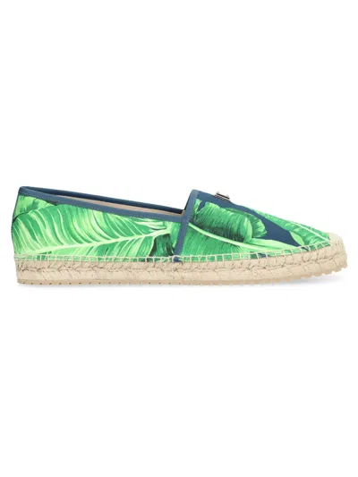 Dolce & Gabbana Blue Canvas Espadrilles For Men With Banano Print