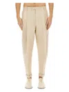 Dolce & Gabbana Stretch Cotton Pants With Branded Tag In Beige