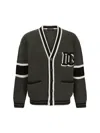 Dolce & Gabbana Striped Virgin Wool V-neck Cardigan In Multicolor