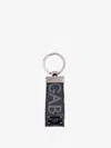 Dolce & Gabbana Men Coated Canvas Keychain With All-over Lettering Logo In Gray