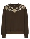 Dolce & Gabbana Coin Print Cotton Sweatshirt In Brown