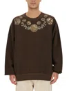 Dolce & Gabbana Coin Print Cotton Sweatshirt In Brown