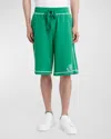 Dolce & Gabbana Logo-embroidered Jersey Track Shorts In Dark Green
