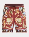 Dolce & Gabbana Boxer Da Mare Medio Stampa Conchiglie In Brown