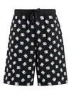 Dolce & Gabbana Dg Logo Print Cotton Shorts In Black