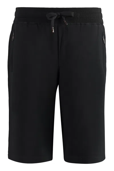 Dolce & Gabbana Men's Cotton Bermuda Shorts With Side And Back Pockets In Black