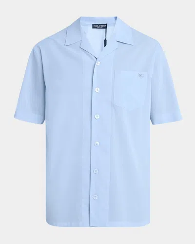 DOLCE & GABBANA MEN'S COTTON DG-POCKET CAMP SHIRT