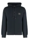 Dolce & Gabbana Cotton Hoodie With Ribbed Edges And Zip In Black