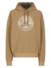 Dolce & Gabbana Reverse Jersey Hoodie With Hood And Coin Print In Beige
