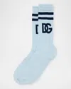 Dolce & Gabbana Men's Cotton Knit Large Logo Sport Socks In Blue