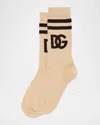 Dolce & Gabbana Men's Cotton Knit Large Logo Sport Socks In Brown