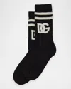 Dolce & Gabbana Intarsia-knit Logo Socks In Black