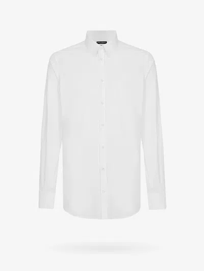 Dolce & Gabbana Men Cotton Shirt With Back Pinces In White
