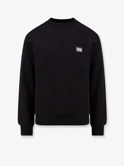 Dolce & Gabbana Men Cotton Sweatshirt With Logo Patch In Black
