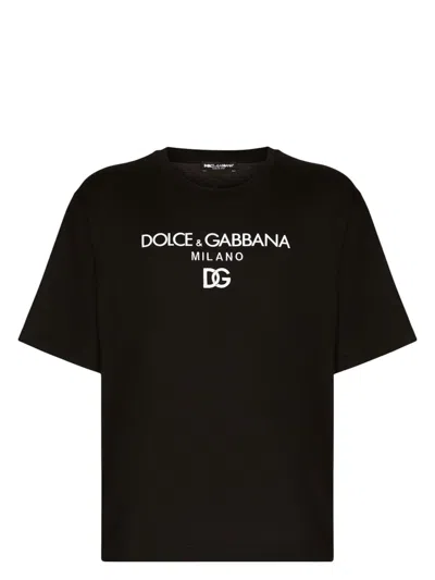 DOLCE & GABBANA MEN'S COTTON T-SHIRT WITH DG EMBROIDERY