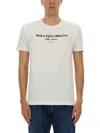 Dolce & Gabbana White Crewneck T-shirt With Logo Lettering Print On The Front