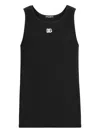 Dolce & Gabbana Ribbed Cotton Tank Top With Round Neckline In Black
